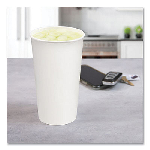 SOLO Double Sided Poly (DSP) Paper Cold Cups, 44 oz, White, 500/Carton (TPH445P2050)