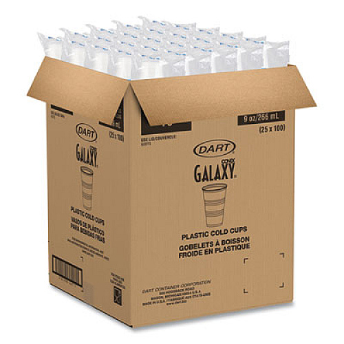Dart High-Impact Polystyrene Cold Cups, 9 oz, Plastic, Translucent, 100/Sleeve, 25 Sleeves/Carton (Y9CT)