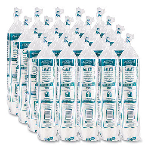 Dart High-Impact Polystyrene Squat Cold Cups, 12 oz, Plastic, Translucent, 50/Sleeve, 20 Sleeves/Carton (Y12S)