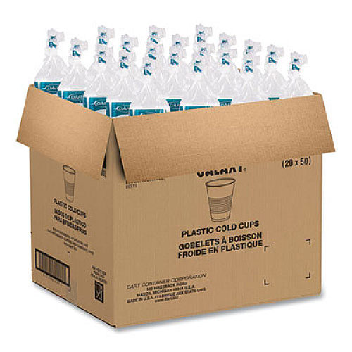 Dart High-Impact Polystyrene Squat Cold Cups, 12 oz, Plastic, Translucent, 50/Sleeve, 20 Sleeves/Carton (Y12S)