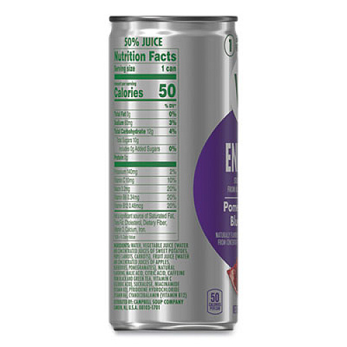 Campbell's V8 Plus ENERGY, Pomegranate Blueberry, 8 oz Can, 24/Carton (35100014)