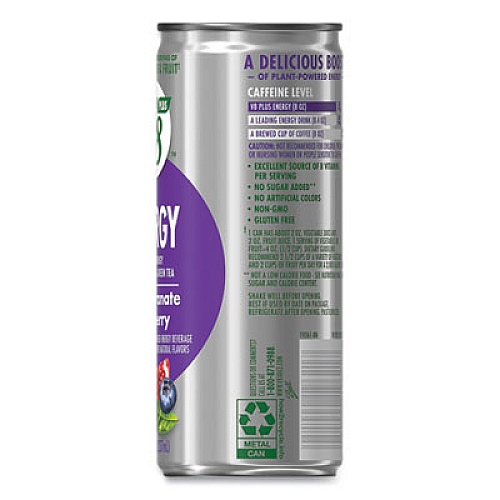 Campbell's V8 Plus ENERGY, Pomegranate Blueberry, 8 oz Can, 24/Carton (35100014)