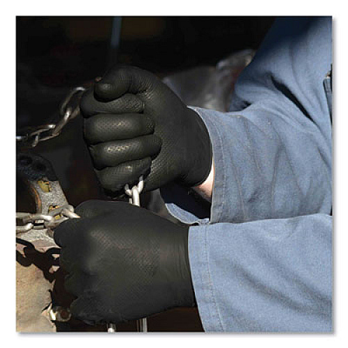 GloveWorks by AMMEX Heavy-Duty Industrial Nitrile Gloves, Powder-Free, Medium, 6 mil Thick, 9.5" Long, Black, 100/Box, 10 Boxes/Carton (GWBN44100)
