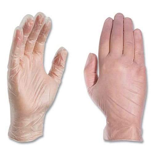 X3 by AMMEX Industrial Vinyl Gloves, Powder-Free, Small, 3 mil Thick, 9.5" Long, Clear, 100/Box, 10 Boxes/Carton (GPX342100)