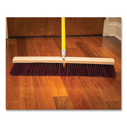 Boardwalk Poly Push Broom Kit, 24" x 60" Metal Handle, Maroon/Yellow (20324KIT)