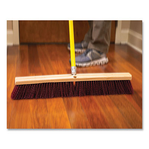 Boardwalk Poly Push Broom Kit, 24" x 60" Metal Handle, Maroon/Yellow (20324KIT)
