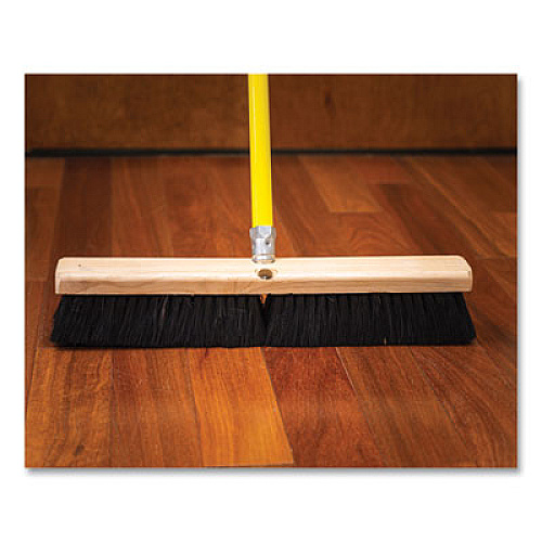 Boardwalk Tampico Push Broom Kit, 24" x 64" Metal Handle, Black/Yellow (20224KIT)