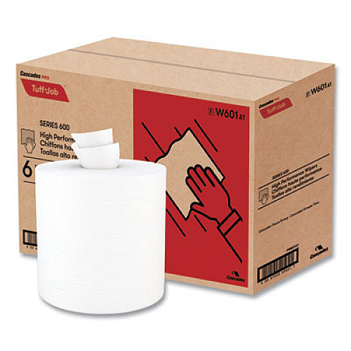 Cascades PRO Tuff-Job Spunlace Towels, Centerpull Roll, 8 x 13, White, 369 Sheets/Roll, 6/Carton (W601)