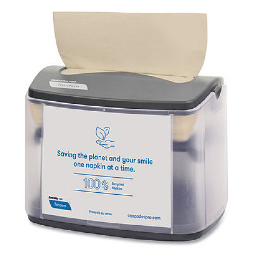 Cascades PRO Tandem Tabletop Napkin Dispenser, 6.1 x 8.16 x 6.3, Gray, 4/Carton (C402)