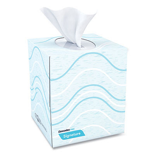 Cascades PRO Signature Facial Tissue, Cube Box, 2-Ply, White, 90 Sheets/Box, 36 Boxes/Carton (F710)