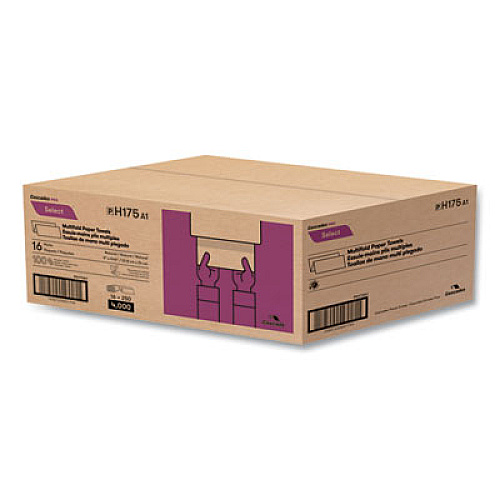 Cascades PRO Select Folded Towels, Multifold, 1-Ply, 9 x 9.45, Natural, 250/Pack, 16 Packs/Carton (H175)