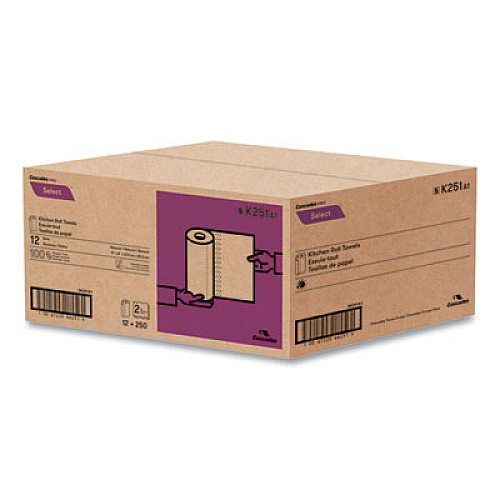 Cascades PRO Select Kitchen Roll Towels, 2-Ply, 11" x 166.6 ft, Natural, 250/Roll, 12/Carton (K251)
