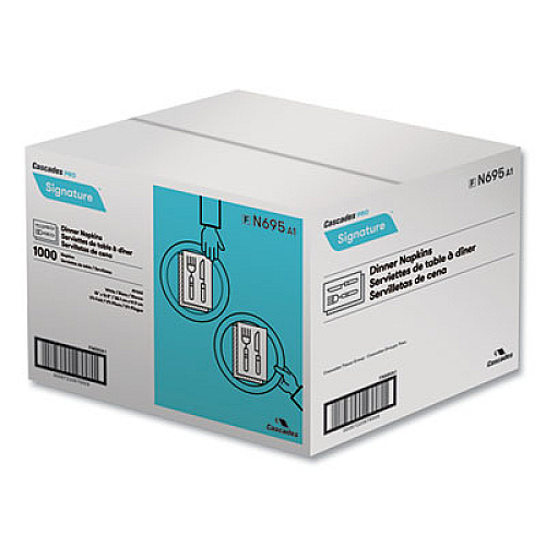Cascades PRO Signature Airlaid Dinner Napkins/Guest Hand Towels, 1-Ply, 15 x 16.5, White, 1,000/Carton (N695)