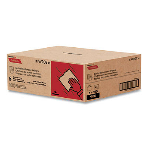 Cascades PRO Tuff-Job Scrim Reinforced Wipers, 4-Ply, 9.75 x 16.75, White, 150/Box, 6 Box/Carton (W202)