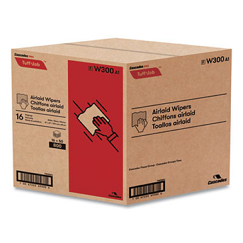 Cascades PRO Tuff-Job S300 Airlaid Wipers, 12 x 13, White, 50/Pack, 16/Carton (W300)