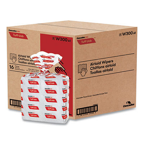 Cascades PRO Tuff-Job S300 Airlaid Wipers, 12 x 13, White, 50/Pack, 16/Carton (W300)
