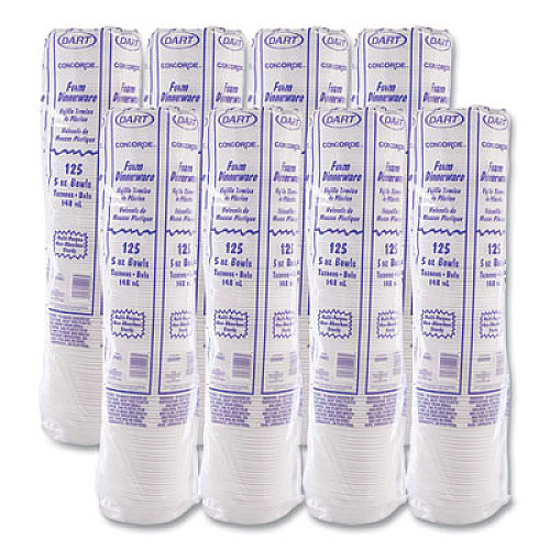 Dart Concorde Non-Laminated Foam Dinnerware, Bowl, 5 oz, White, 125/Pack, 8 Packs/Carton (5BWWC)