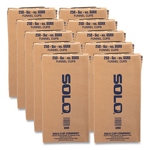 SOLO Bare Eco-Forward Treated Paper Funnel Cups, ProPlanet Seal, 6 oz, White, 250/Bag, 10/Carton (6SRX)