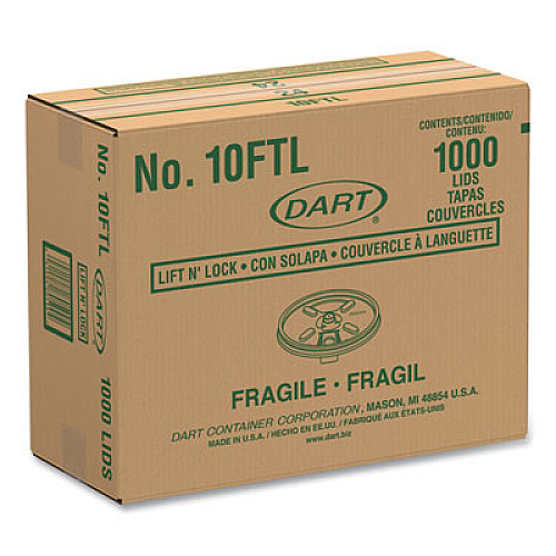 Dart Lift n' Lock Plastic Hot Cup Lids, Fits 10 oz Hot Cups, White, 1,000/Carton (10FTL)