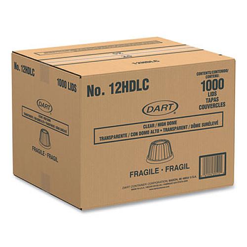 Dart D-T Sundae/Cold Cup Lids, Fits 6 oz/8 oz/12 oz Cold Cups, Plastic, Clear, 50/Pack, 20 Packs/Carton (12HDLC)