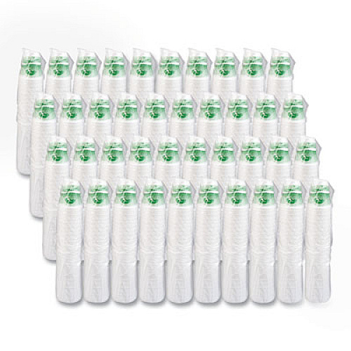 Dart Horizon Hot/Cold Foam Drinking Cups, 12 oz, White/Green, 25/Bag, 40 Bags/Carton (12J16H)