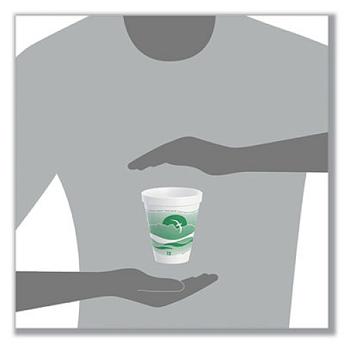 Dart Horizon Hot/Cold Foam Drinking Cups, 12 oz, White/Green, 25/Bag, 40 Bags/Carton (12J16H)