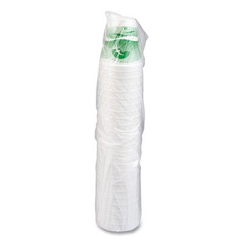 Dart Horizon Hot/Cold Foam Drinking Cups, 12 oz, White/Green, 25/Bag, 40 Bags/Carton (12J16H)