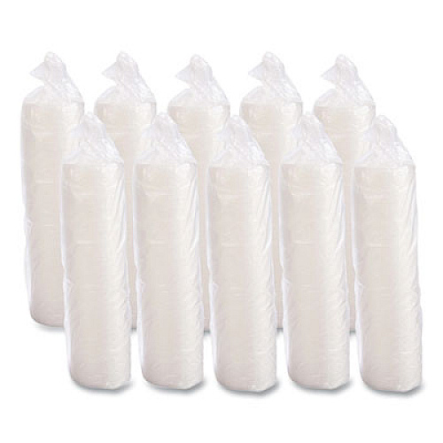 Dart Plastic Lids for Foam Cups/Bowls/Containers, Flat with Straw Slot, Fits 6 oz to 14 oz, Translucent, 100/Pack, 10 Packs/Carton (12SL)