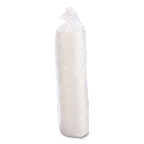 Dart Plastic Lids for Foam Cups/Bowls/Containers, Flat with Straw Slot, Fits 6 oz to 14 oz, Translucent, 100/Pack, 10 Packs/Carton (12SL)