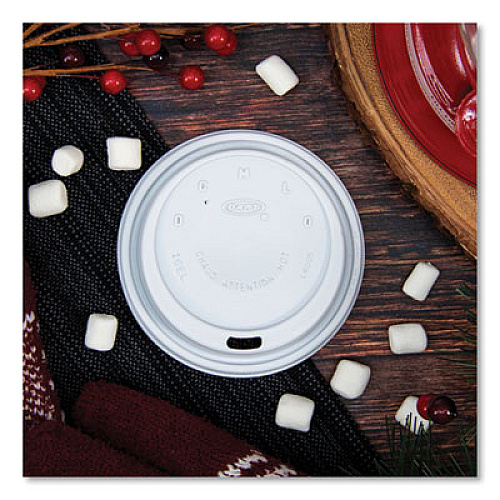 SOLO Cappuccino Dome Sipper Lids, Fits 12 oz to 24 oz Hot Cups, Plastic, White, 1,000/Carton (16EL)