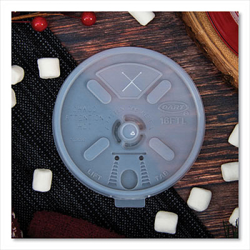 Dart Lift n' Lock Plastic Hot Cup Lids With Straw Slot, Fits 12 oz to 24 oz Hot Cups, Plastic, Translucent, 100/Pack, 10 Packs/CT (16FTLS)