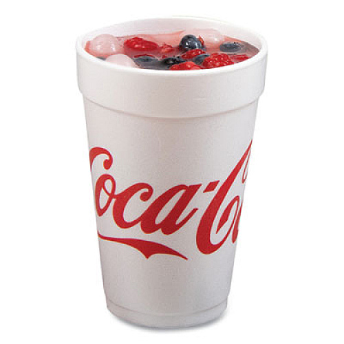 Dart Coca-Cola Foam Cups, 16 oz, White/Red, 25/Bag, 40 Bags/Carton (16J16C)