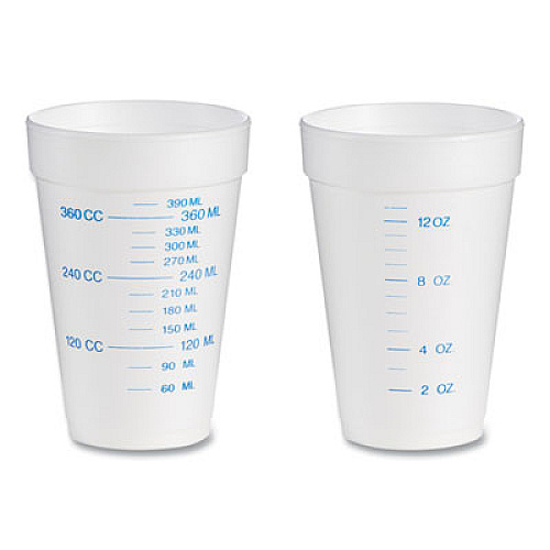 Dart Graduated Foam Medical Cups, 16 oz, White, 25/Pack, 40 Packs/Carton (16J16GRAD)
