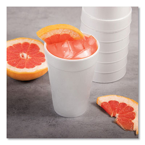 Dart Foam Drink Cups, 16 oz, White, 20/Bag, 25 Bags/Carton (16J165)