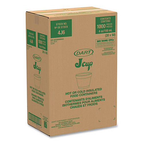 Dart Bowl Containers, 4 oz, White, Foam, 1,000/Carton (4J6)