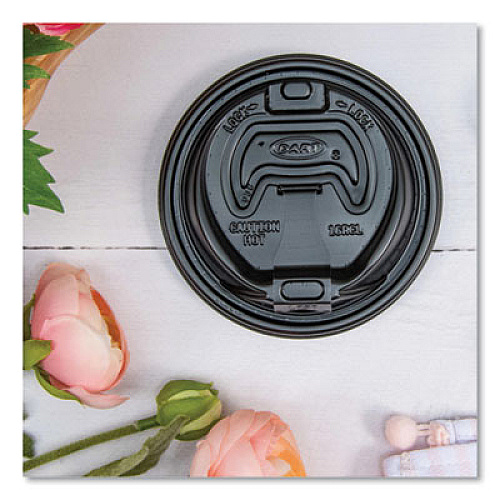 Dart Optima Reclosable Lid, Fits 12 oz to 24 oz Hot Cups, Plastic, Black, 100/Pack, 10 Packs/Carton (16RCLBLK)