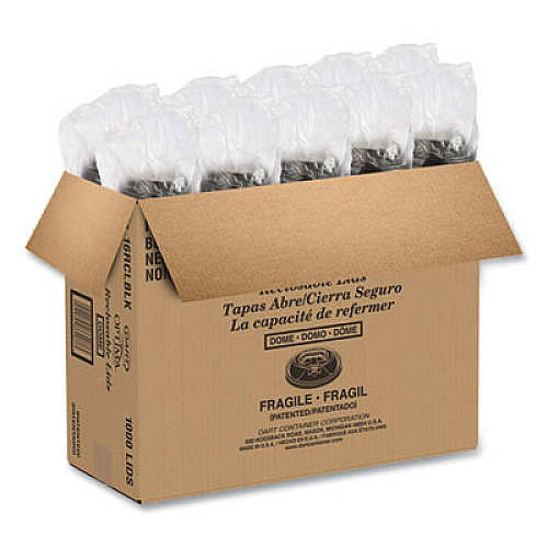 Dart Optima Reclosable Lid, Fits 12 oz to 24 oz Hot Cups, Plastic, Black, 100/Pack, 10 Packs/Carton (16RCLBLK)