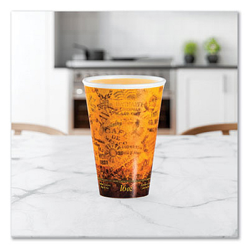 Dart Fusion Escape Foam Hot/Cold Cups, 16 oz, Brown/Black, 1,000/Carton (16U16ESC)