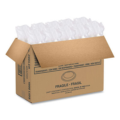 Dart Plastic Dome Lid, Fits 5 oz to 32 oz Hot Cups/Containers, Clear, 100/Pack, 10 Packs/Carton (20DLCR)