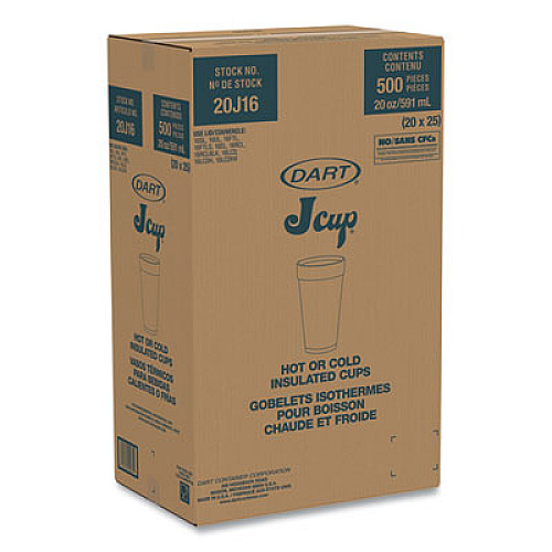 Dart Foam Drink Cups, 20 oz, White, 500/Carton (20J16)