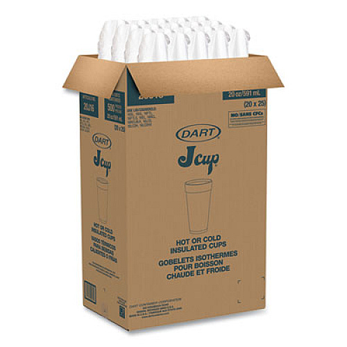 Dart Foam Drink Cups, 20 oz, White, 500/Carton (20J16)
