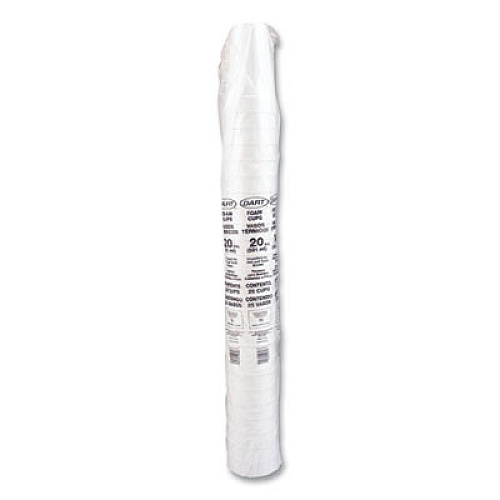 Dart Foam Drink Cups, 20 oz, White, 500/Carton (20J16)