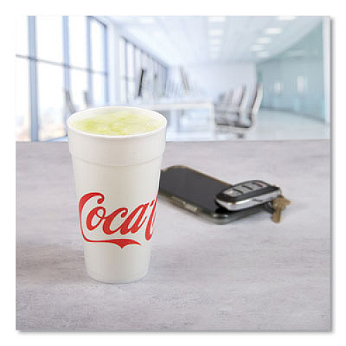 Dart Coca-Cola Foam Cups, 20 oz, White/Red, 25/Bag, 20 Bags/Carton (20J16C)