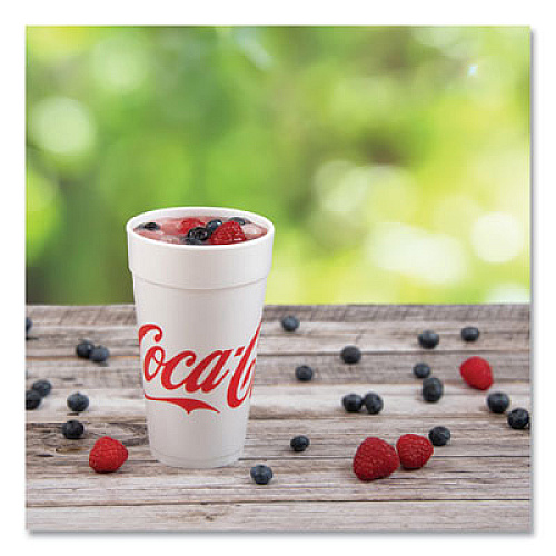 Dart Coca-Cola Foam Cups, 20 oz, White/Red, 25/Bag, 20 Bags/Carton (20J16C)