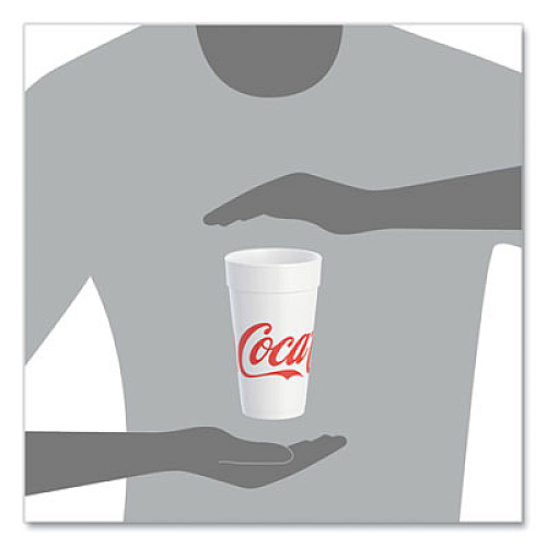 Dart Coca-Cola Foam Cups, 20 oz, White/Red, 25/Bag, 20 Bags/Carton (20J16C)