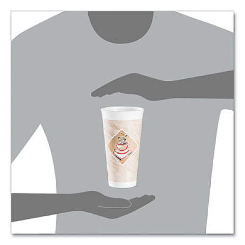 Dart Cafe G Foam Hot/Cold Cups, 20 oz, Brown/Red/White, 20/Pack (20X16GPK)