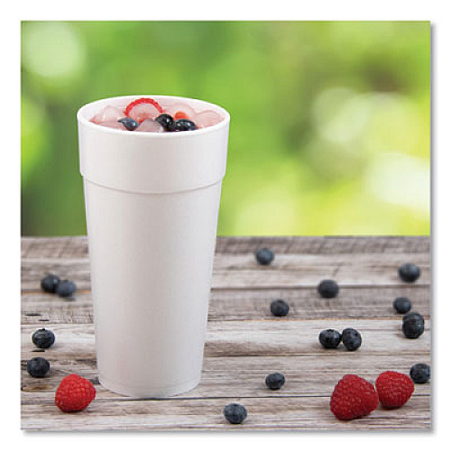 Dart Foam Drink Cups, Hot/Cold, 24 oz, White, 25/Bag, 20 Bags/Carton (24J16)