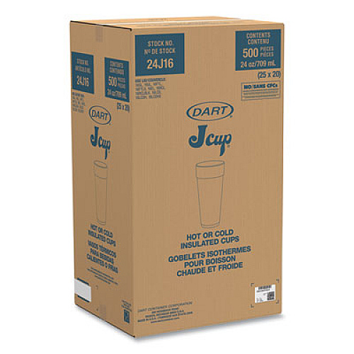 Dart Coca-Cola Foam Cups, 24 oz, White/Red, 20/Bag, 25 Bags/Carton (24J16C)