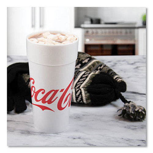 Dart Coca-Cola Foam Cups, 24 oz, White/Red, 20/Bag, 25 Bags/Carton (24J16C)