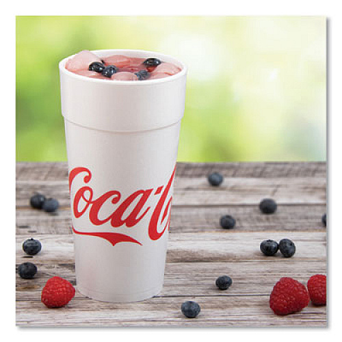 Dart Coca-Cola Foam Cups, 24 oz, White/Red, 20/Bag, 25 Bags/Carton (24J16C)